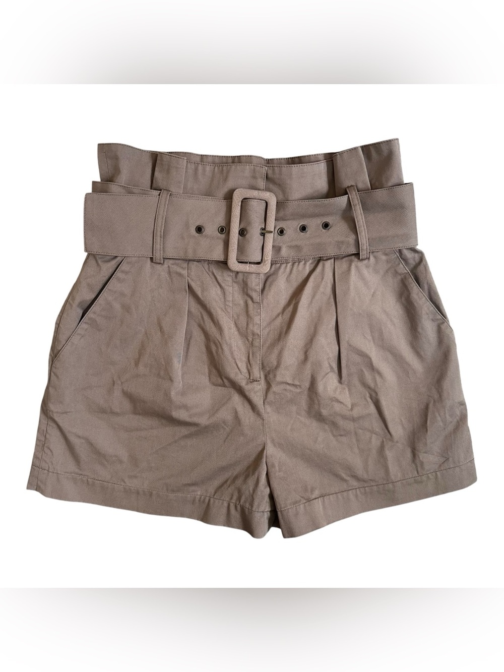 Ba&sh “Kook” Taupe Green Paperbag Belted Dressy Shorts Size Small